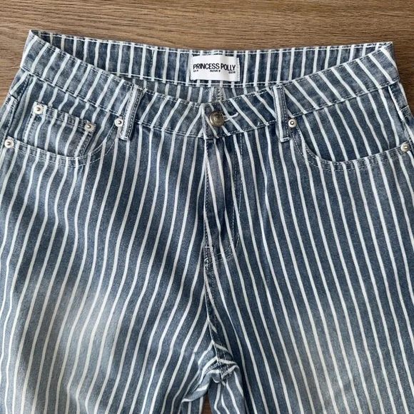 Princess Polly Blue & White Striped Wide Leg Pants - Picture 3 of 8